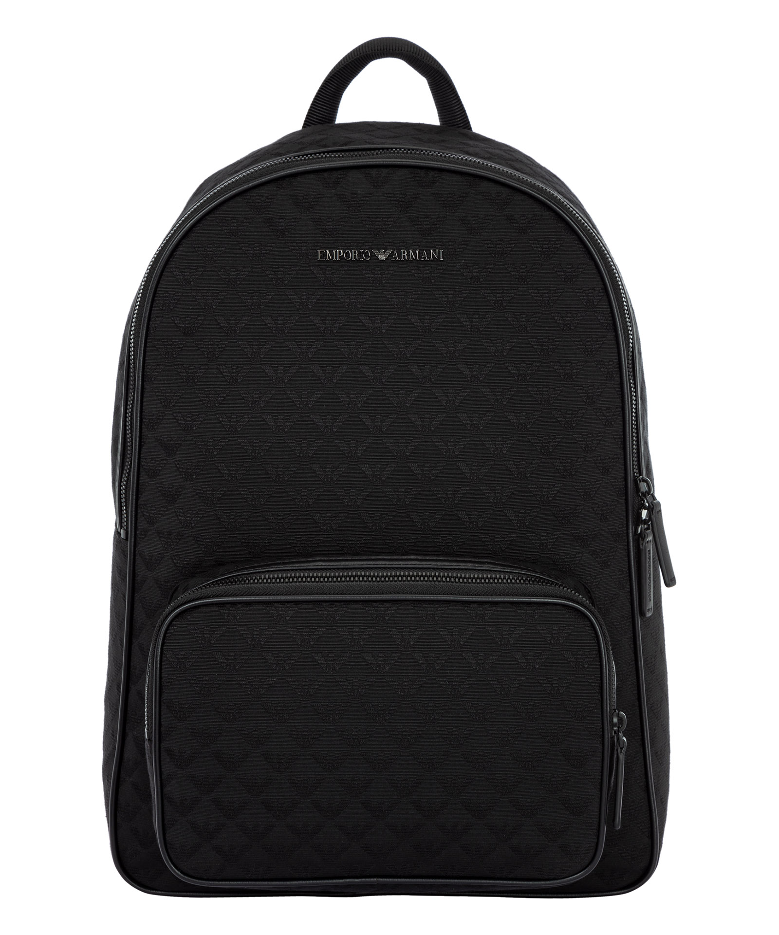 Emporio Armani Logo Lettering Zipped Backpack In Black